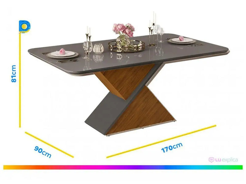 Dining Table 6 Chairs Rectangular Grey and Lunar DJ Furniture Firenze